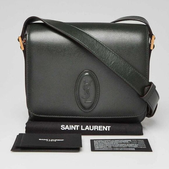 Yves Saint Laurent Green Smooth Leather Le 61 Framed Small Saddle Bag - Picture 1 of 12